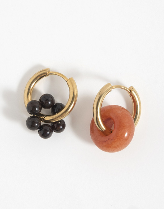 kolczyki z kamieniami Złote kolczyki koła z kamieni naturalnych