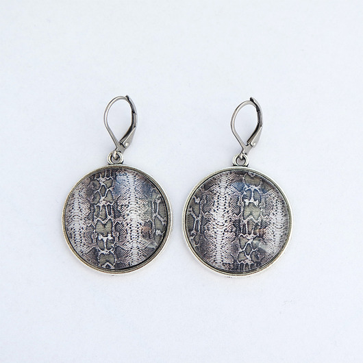 kolczyki szklane Kolczyki - Skóra węża - wiszące