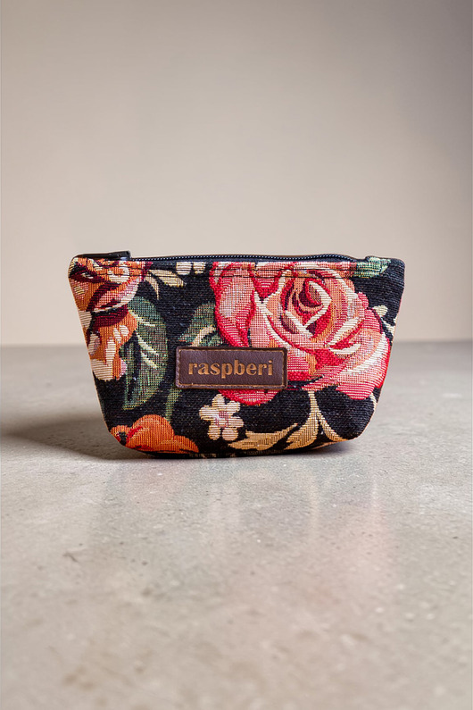 kosmetyczki Mini kosmetyczka z żakardu w róże