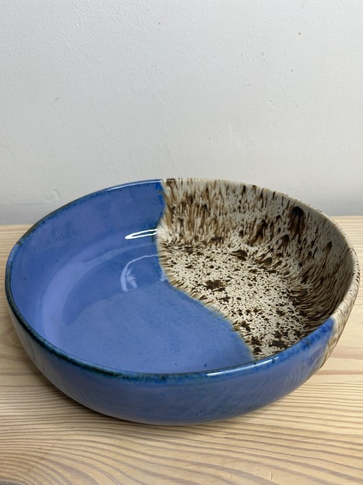 miski i misy Miska ceramiczna błękitno beżowa