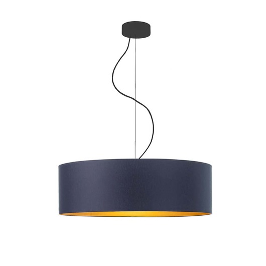 Granatowa lampa wisząca do salonu HAJFA GOLD z abażurem 60 cm LYSNE
