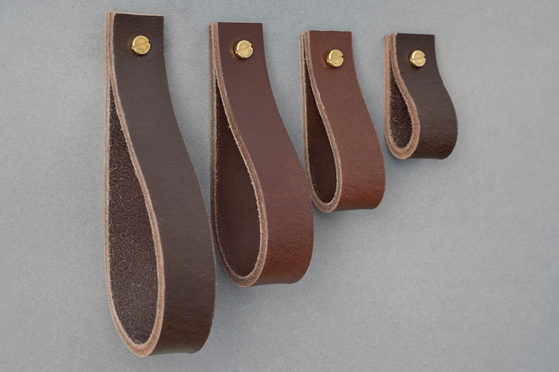 meble - gałki Skórzany uchwyt meblowy Lade #4 ciemnobrązowy