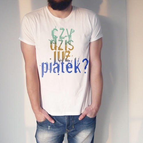 Czy dziś już piątek Męska podwinięta Biała ONE MUG A DAY