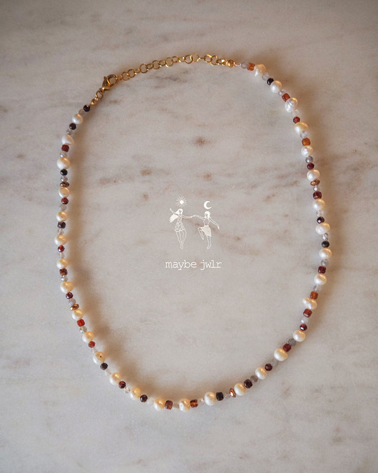 chokery Choker z pereł i naturalnych kamieni