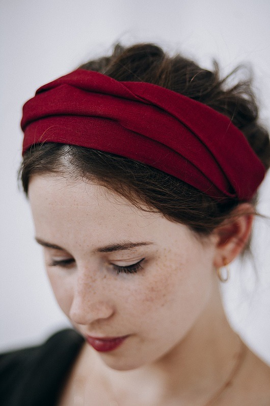 opaska Łucja z szarfami cranberry red MAVKA
