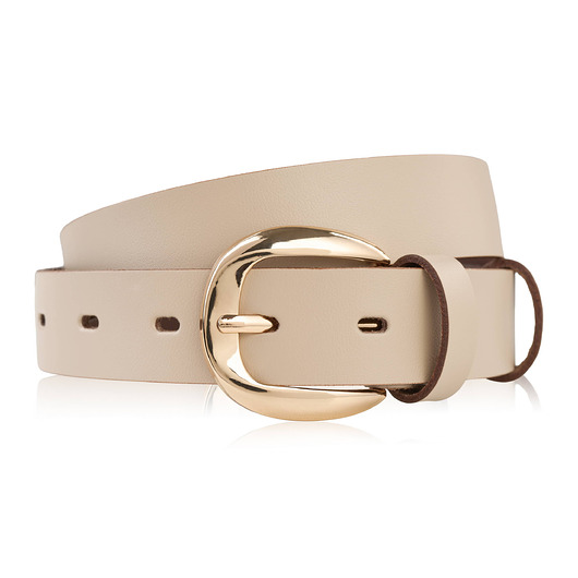 paski damskie Pasek damski skórzany wąski beżowy licowy klamra PG-14-BZ-90