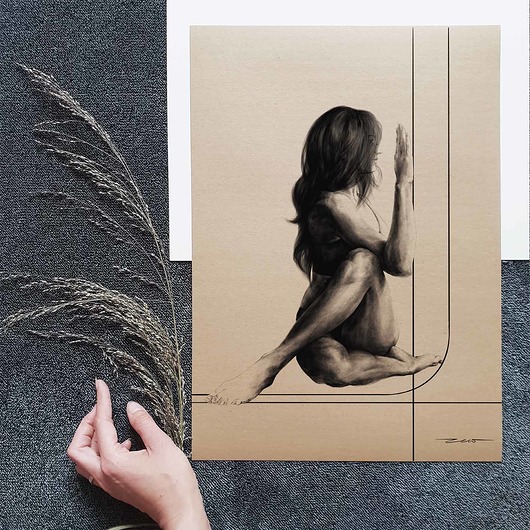 plakaty pozycja Mędrca  joga grafika print papier kraft