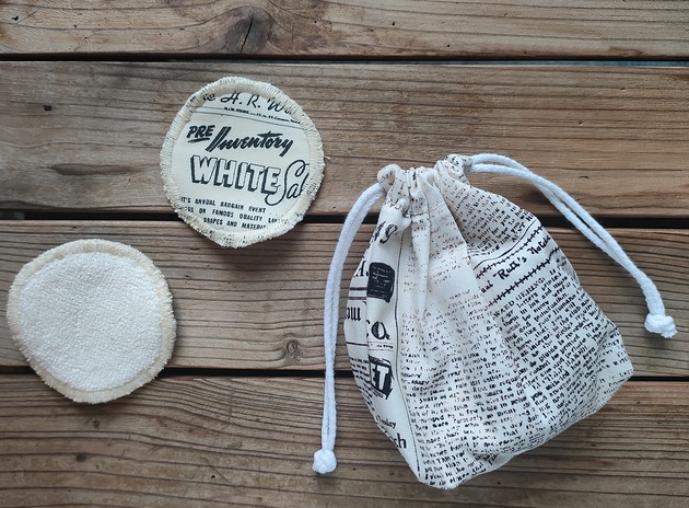 tekstylia - różne Waciki zero waste - 10szt. z woreczkiem - Gazeta