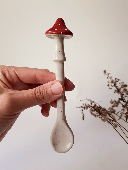 kuchnia - różne Łyżeczka ceramiczna z grzybkiem , muchomor