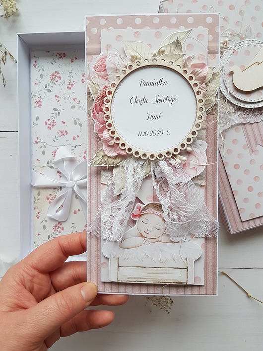 kartki scrapbooking Kartka  pudełku na Chrzest Święty
