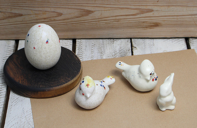 ozdoby wielkanocne Jajko i 2 ptaszki - zestaw