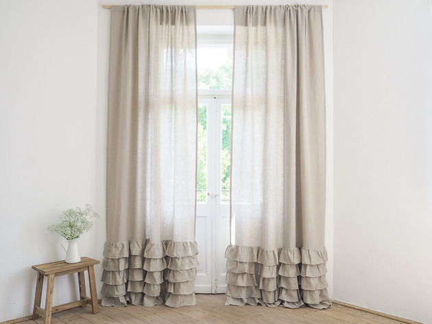 Zasłona z FALBANKAMI  NATURAL so linen!