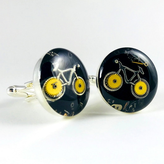 spinki do mankietów SPINKI - Silver Bike (black)