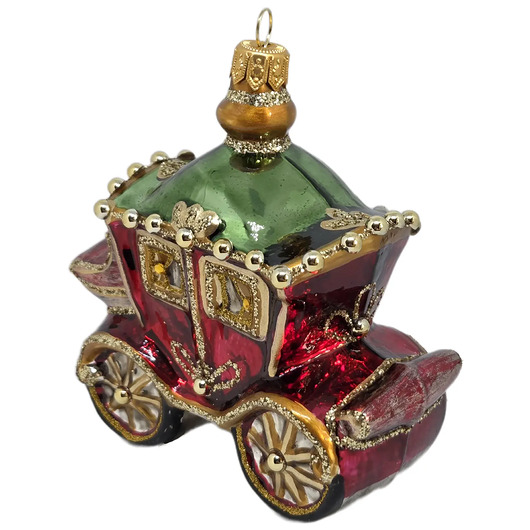 bombki Ręcznie malowana bombka szklana bordowa bogato zdobiona karoca