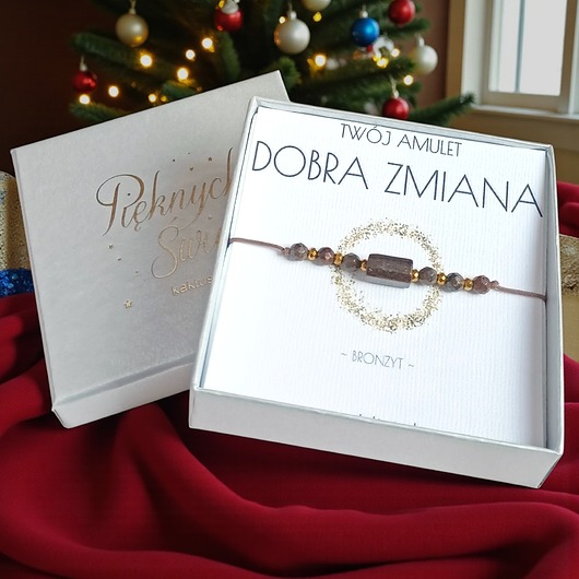 bransoletki z kamieni naturalnych Amulet - DOBRA ZMIANA - świąteczne pudełko - BRONZYT