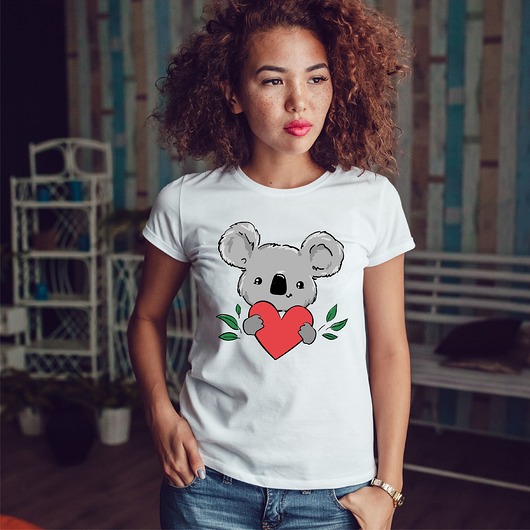 Koszulka damska biała Koala love ART ORGANIC
