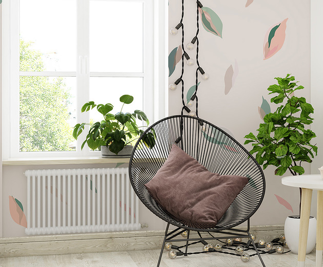 naklejki ścienne do pokoju dziecka Tapeta dla dzieci Pink Leaves