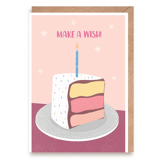 kartki okolicznościowe - wydruki Kartka urodzinowa z tortem - "Make a Wish"