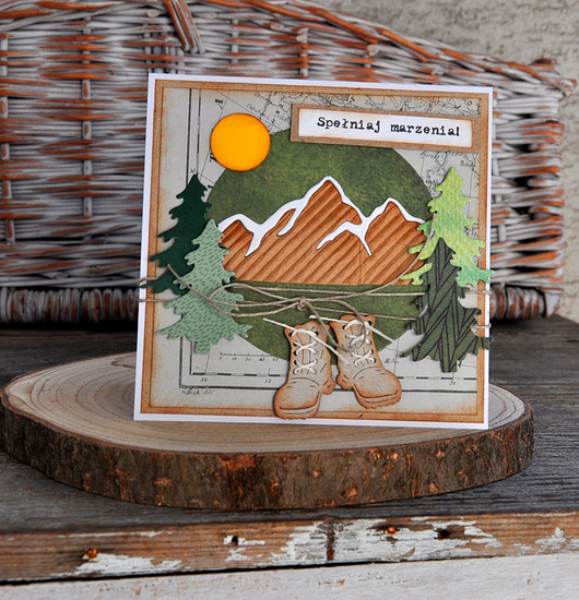 kartki scrapbooking Kartka z górami