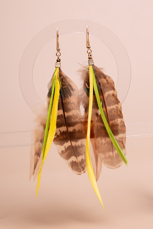 kolczyki z piórami Kolczyki pióra naturalne