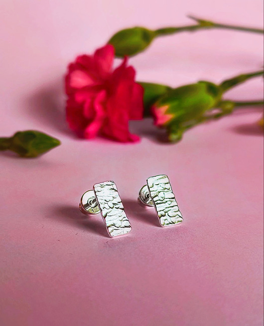 kolczyki srebrne Kolczyki srebrne Prostokąty Młotkowane Kolekcja Minimal