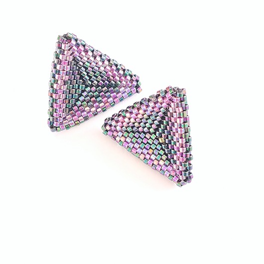 kolczyki szklane Kolczyki Trójkątne Sztyfty "Mistyczna Orchidea"