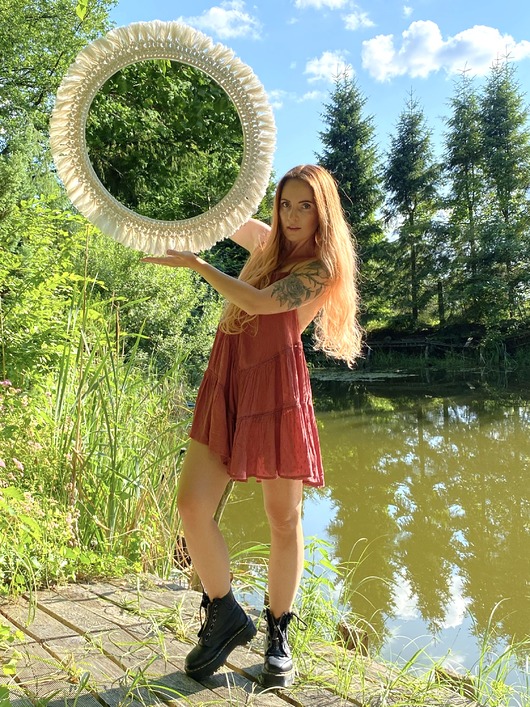 lustra stojące i wiszące Duże Makramowe Lustro 70 cm