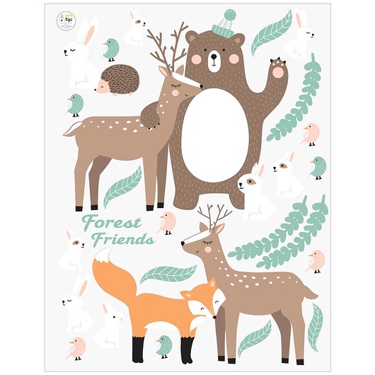 naklejki ścienne do pokoju dziecka Zestaw naklejek Forest Friends 100x130cm