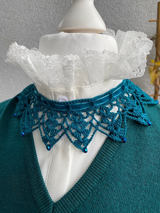 chokery Naszyjnik koronkowy  turkus/morski