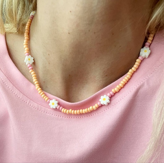 korale Naszyjnik  HIPPIE brzoskwinia