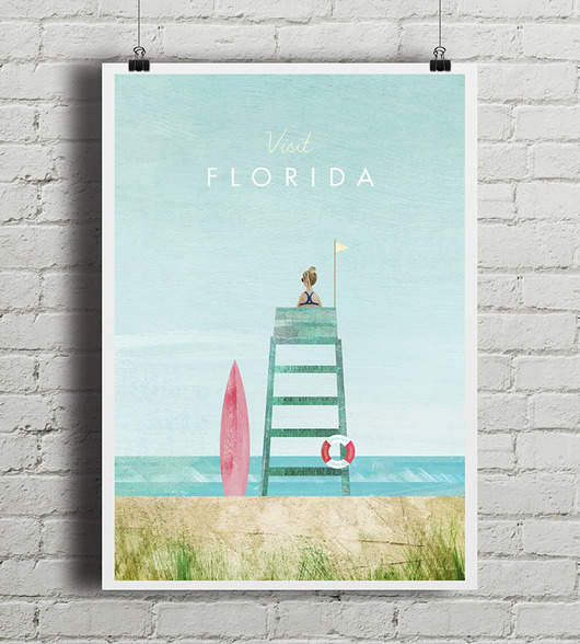 Floryda - vintage plakat art giclee minimalmill