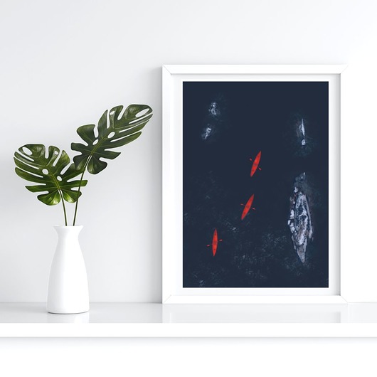 plakaty Kajakiem przez Fiordy - Plakat A3, autorska grafika