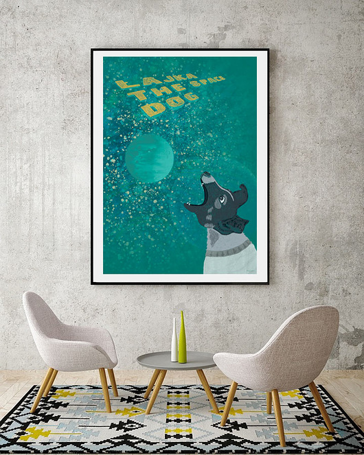 plakaty Łajka, kosmiczny pies - plakat 61x91 cm