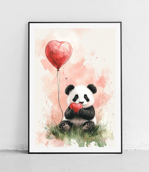plakaty Plakat Panda z miłosnym sercem