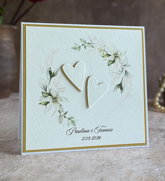 zaproszenia i kartki na ślub Kartka ślubna w ozdobnej kopercie, W 65b