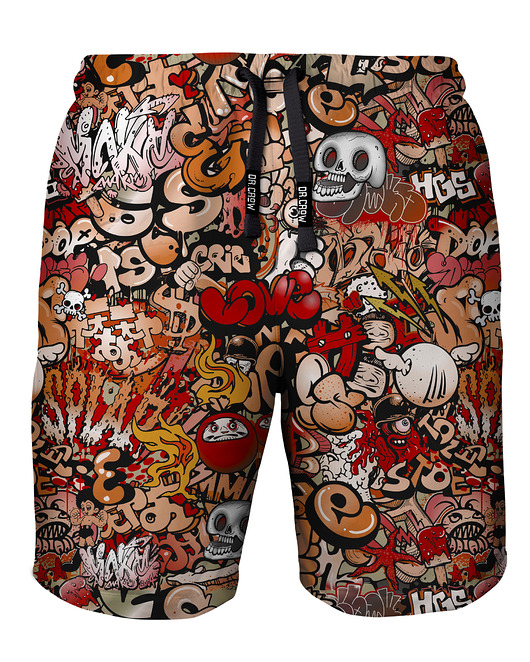spodnie męskie Shorty Kąpielowe Męskie DR.CROW Graffiti Skull