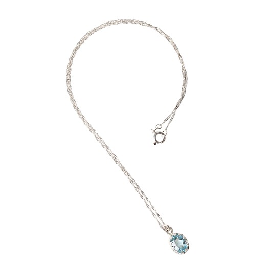 srebrne naszyjniki Srebrny naszyjnik z topazem niebieskim w stylu Vintage