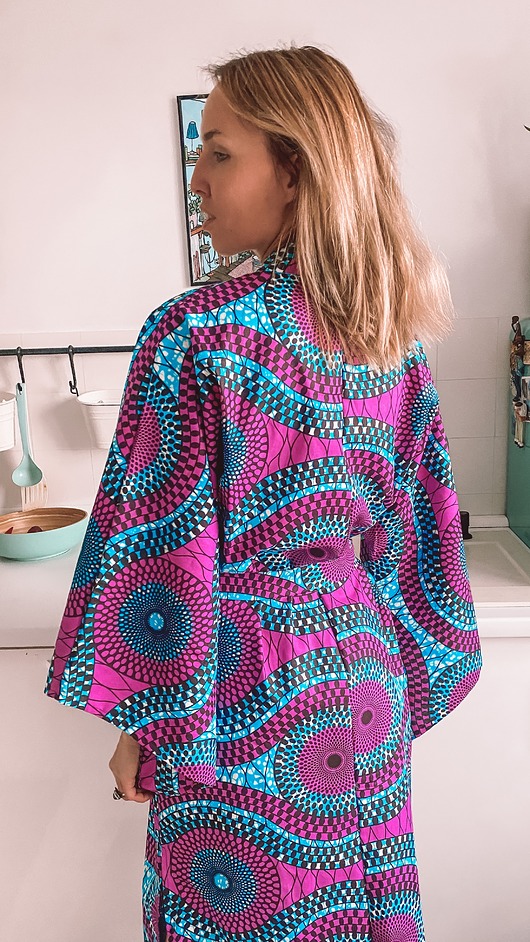 sukienki maxi damskie Kimono fioletowo-niebieskie Tripper