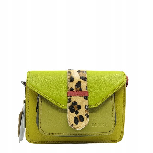 torby na ramię Torebka skórzana dwustronny odwracalny pasek damska listonoszka eko OLIVKA