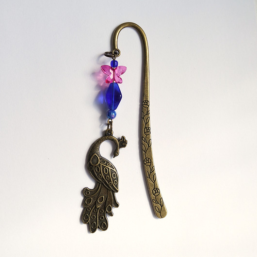 zakładki do książek Zakładka do książki - Paw indygo róż