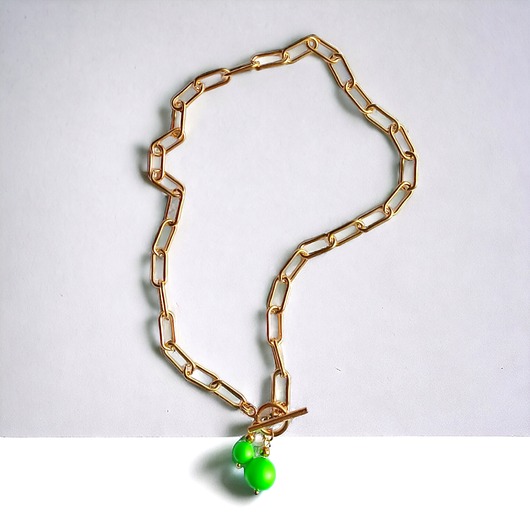 złote naszyjniki Swarovski neon pearls : TWO : neon green