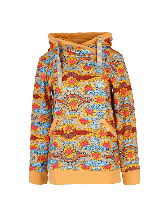 bluza z kapturem damska Bluza kangurka "Sunflowet" z musztardą