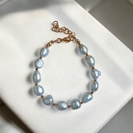 bransoletki z kamieni naturalnych Srebrne perły - bransoletka - długość regulowana