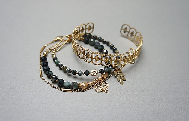 bransoletki z kamieni naturalnych Zestaw bransoletek Szmaragdy vol. 3 - Szlachetna kolekcja