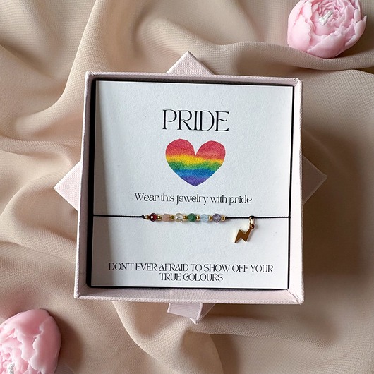 bransoletki na sznurku Kolorowa bransoletka PRIDE z kamieni naturalnych