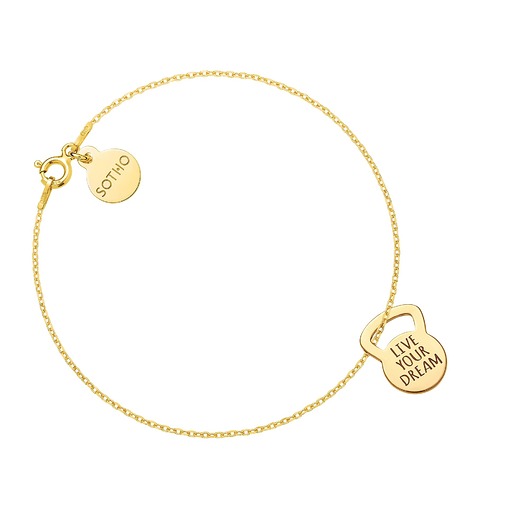 bransoletki srebrne Złota bransoletka kettlebell LIVE YOUR DREAM