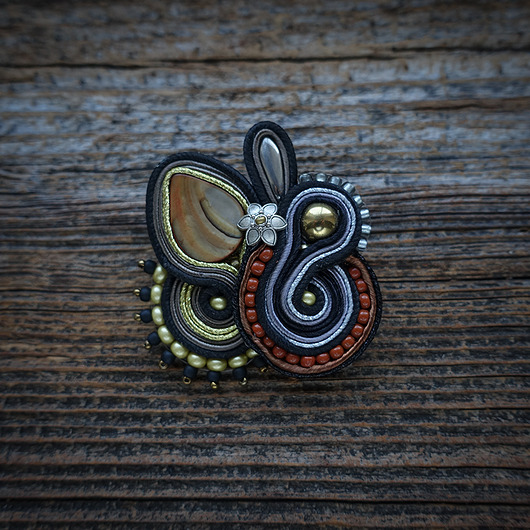 broszki Broszka soutache w barwach ziemi i jesieni