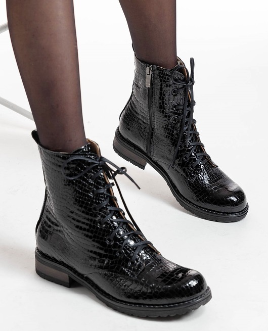 botki damskie Botki skórzane wysokie  z suwakiem (7196)