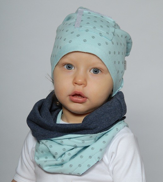 WIOSENNA bawełniania Czapa, Turkus-szary Gapula