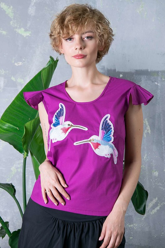 Top fioletowy -ptaki ANNA BLUM COLLECTION